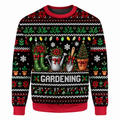 Gardening Christmas Ugly Sweater Ln, Cute Plant Flower Theme Knit Pullover Gift for Garden Lovers