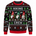 Hiking Christmas Ugly Sweater Ln, Mountain Trail Theme Knit Pullover Gift for Nature Adventure Lovers