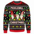 Pickleball Christmas Ugly Sweater Ln, Funny Paddle Ball Theme Knit Pullover Gift for Court Players