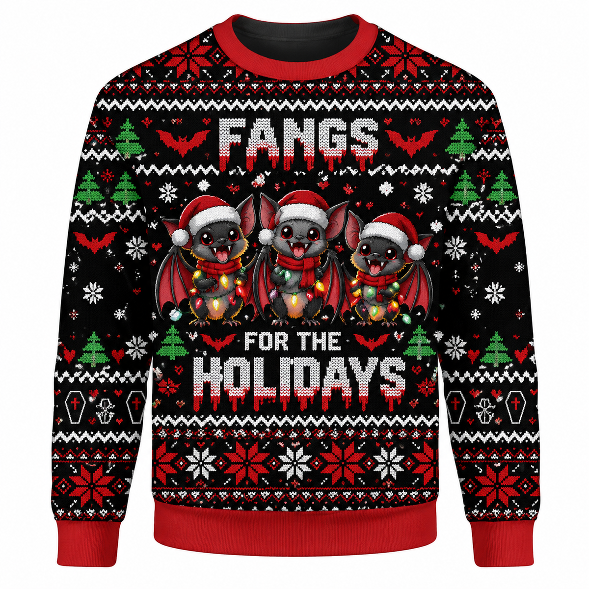 Christmas Vampire Ugly Sweater Ln, Gothic Holiday Gift For Horror Fans