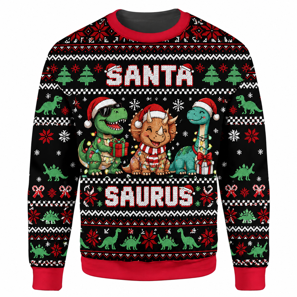 Christmas Dinosaur Ugly Sweater Ln, Funny Prehistoric Holiday Gift