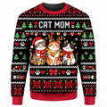Christmas Cat Mom Ugly Sweater Ln, Cute Feline Lover Holiday Gift