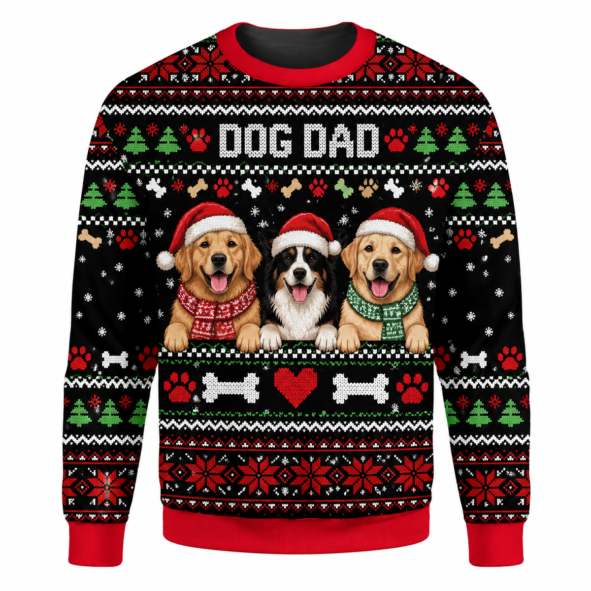 Christmas Dog Dad Ugly Sweater Ln, Funny Canine Lover Holiday Gift