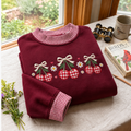 Cherry Embroidery Gingham Sweatshirt Ln, Cute Fruitcore Casual Apparel