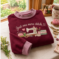 Sewing Lover Embroidery Gingham Sweatshirt LN, Handmade Fabric Craft Enthusiast Pullover