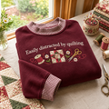 Quilting Lover Embroidery Gingham Sweatshirt LN, Patchwork Handmade Craft Pullover