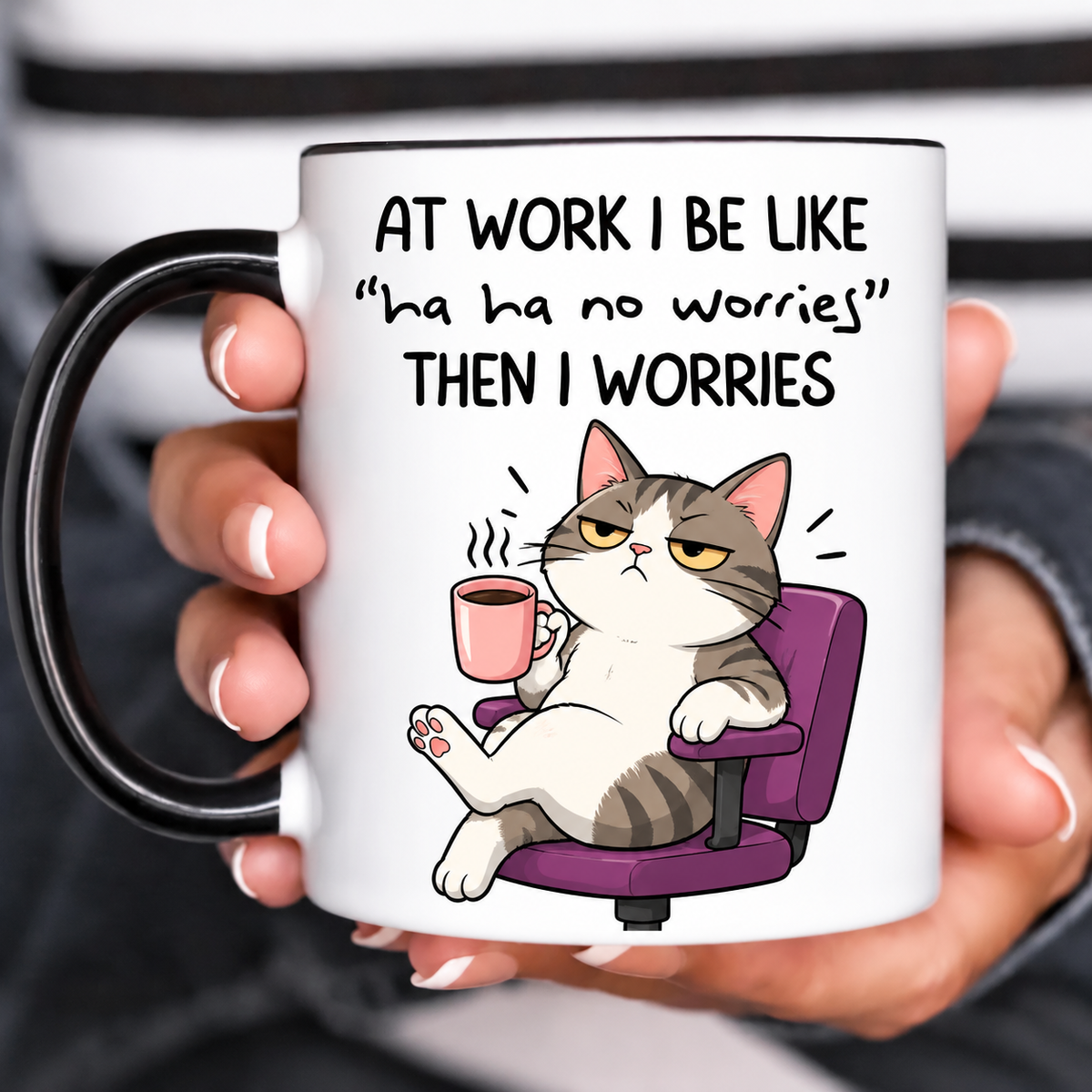 Funny Accent Mug, Judgmental Cat Ceramic Coffee Drinkware for Home Office Decor