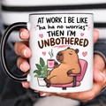 Funny Accent Mug, Unbothered Capybara Ceramic Coffee Drinkware for Relaxing Desk Decor
