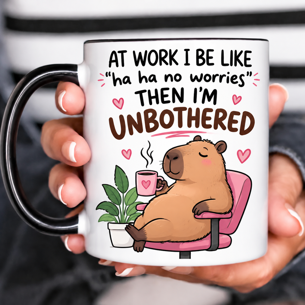 Funny Accent Mug, Unbothered Capybara Ceramic Coffee Drinkware for Relaxing Desk Decor