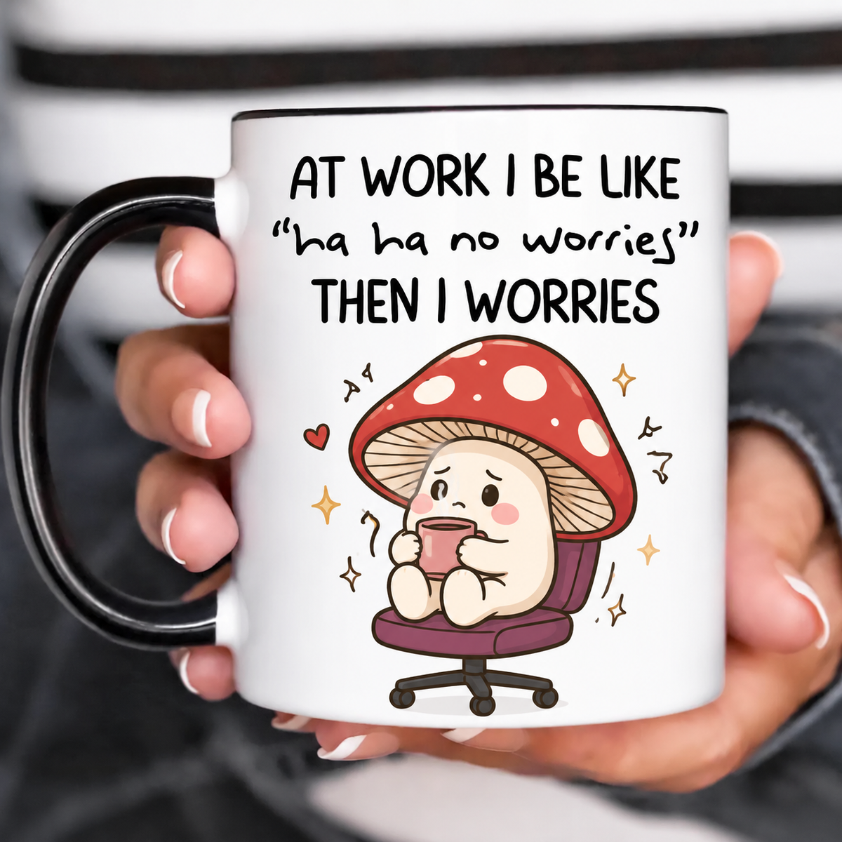 Funny Accent Mug, Introverted Mushroom Ceramic Coffee Drinkware for Cozy Home Decor