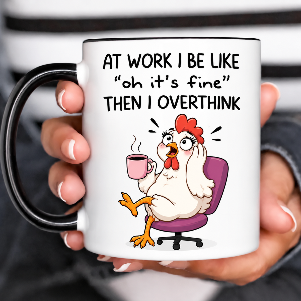 Funny Accent Mug, Dramatic Chicken Ceramic Coffee Drinkware for Kitchen Office Decor
