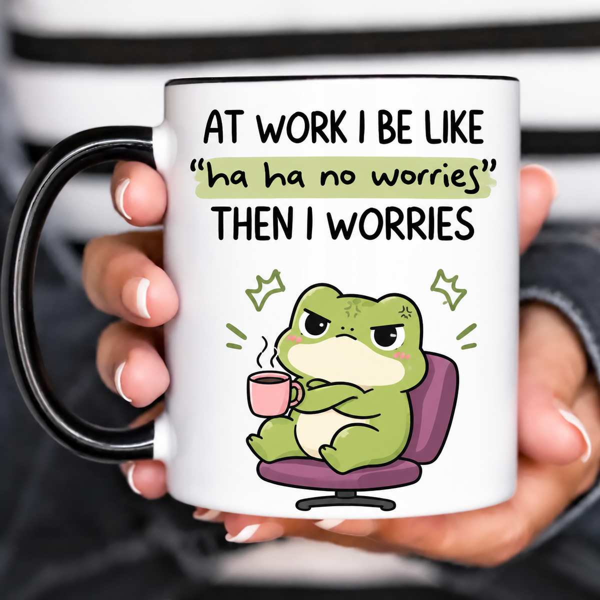 Funny Accent Mug, Tiny Angry Frog Ceramic Coffee Drinkware for Kitchen Office Decor