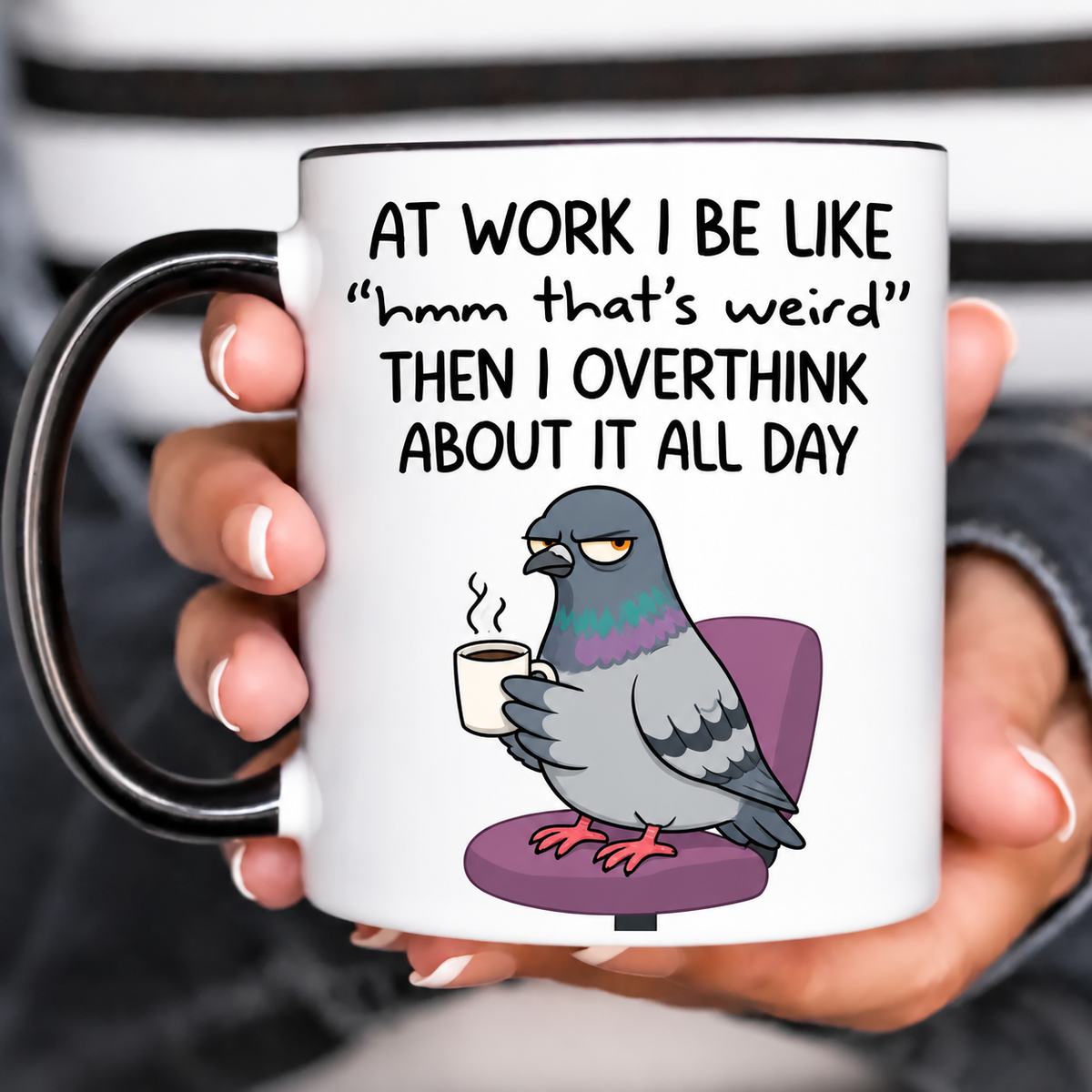 Funny Accent Mug, Suspicious Pigeon Ceramic Coffee Drinkware for Kitchen Desk Decor