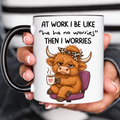 Funny Accent Mug, Grumpy Highland Cow Ceramic Coffee Drinkware for Farmhouse Kitchen Decor