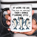 Funny Accent Mug, Dancing Sardine Ceramic Coffee Drinkware for Quirky Kitchen Home Decor