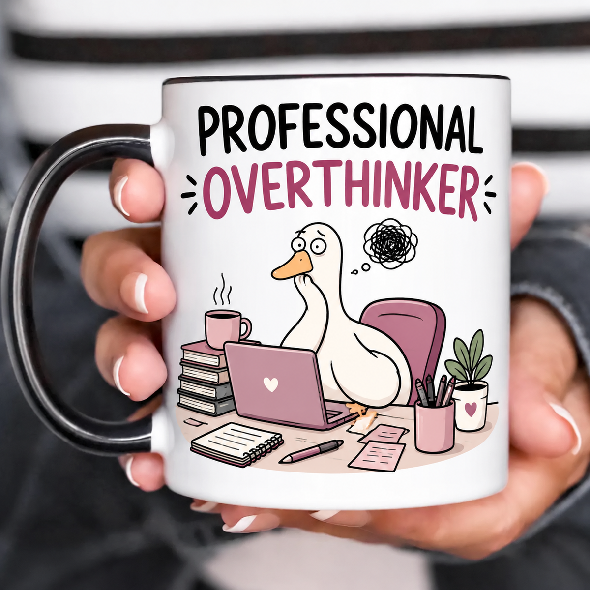 Funny Acent Mug Ln, Professional Overthinker, Ceramic Drinkware for Busy Minds and Coworker Gifts