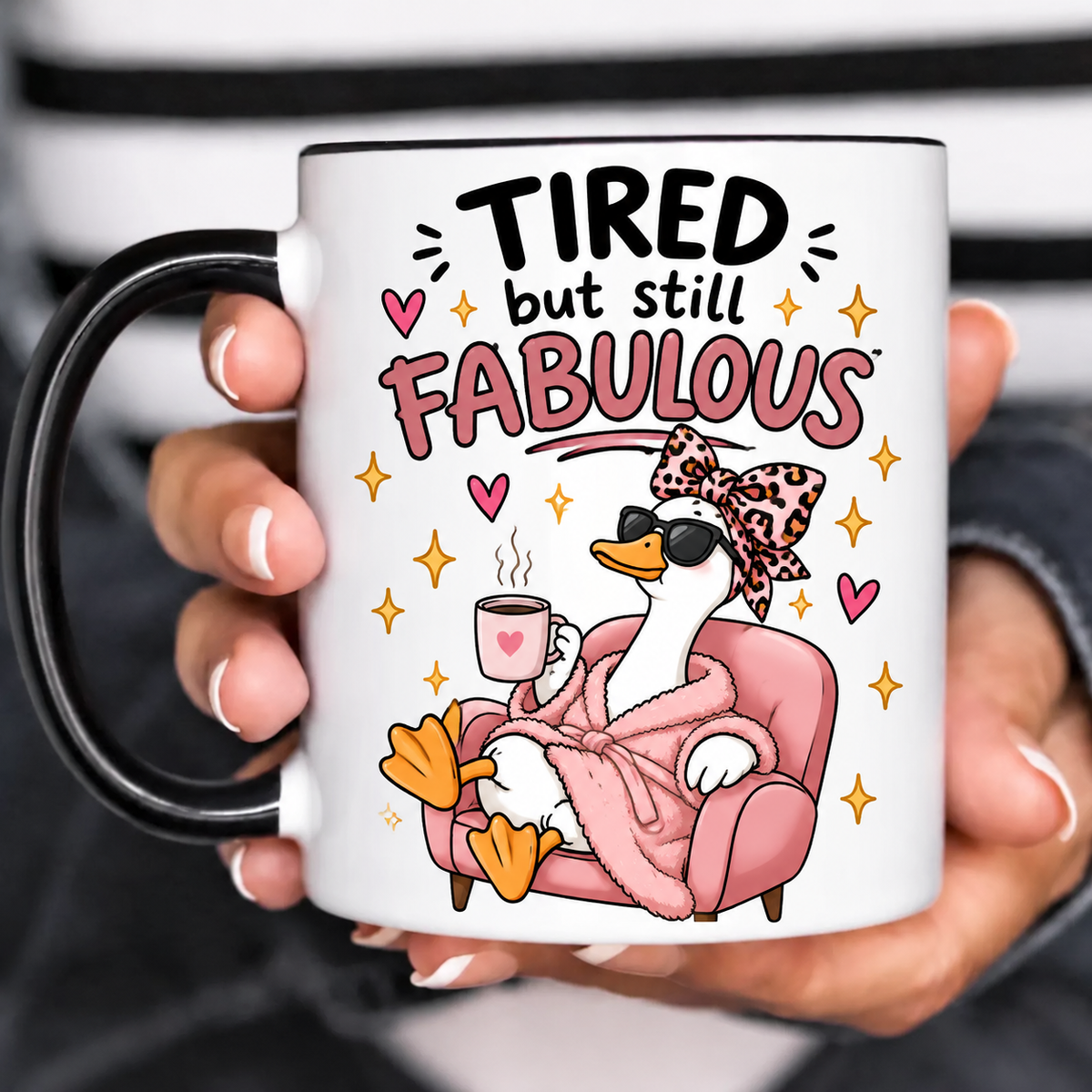Funny Acent Mug Ln, Tired But Still Fabulous, Ceramic Cup for Confident Sips and Bestie Gifts