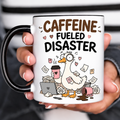 Funny Acent Mug Ln, Caffeine Fueled Disaster, Ceramic Cup for Messy Mornings and Coworker Humor