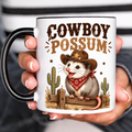 Funny Acent Mug Ln, Cowboy Possum Ceramic Drinkware For Western Style Kitchen Decor
