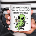 Funny Acent Mug Ln, Alien Drinking Coffee Ceramic Drinkware For Office Humor