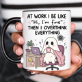Funny Acent Mug Ln, Ghost With Social Anxiety Ceramic Drinkware For Introverts