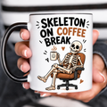 Funny Acent Mug Ln, Skeleton On Coffee Break Ceramic Drinkware For Workplace Humor