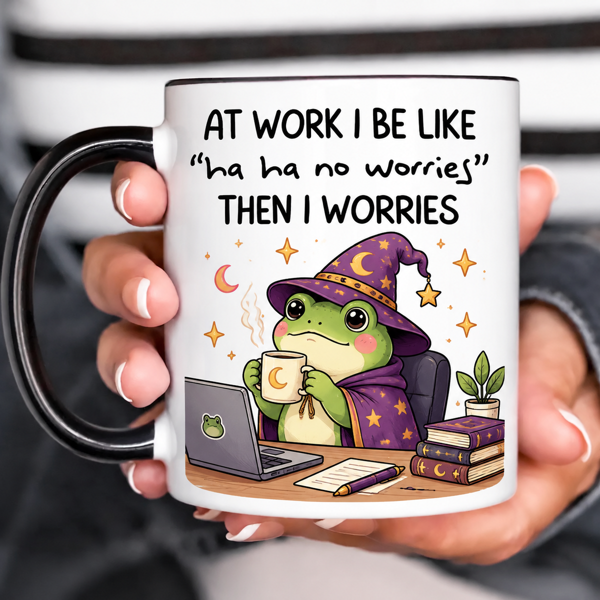 Funny Acent Mug Ln, Wizard Frog Ceramic Drinkware For Fantasy Lovers