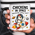 Funny Acent Mug Ln, Astronaut Chicken Ceramic Drinkware For Space Enthusiasts
