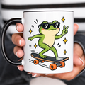 Skateboard Frog Funny Acent Mug Ln, Ceramic Drinkware For Skater Gifts