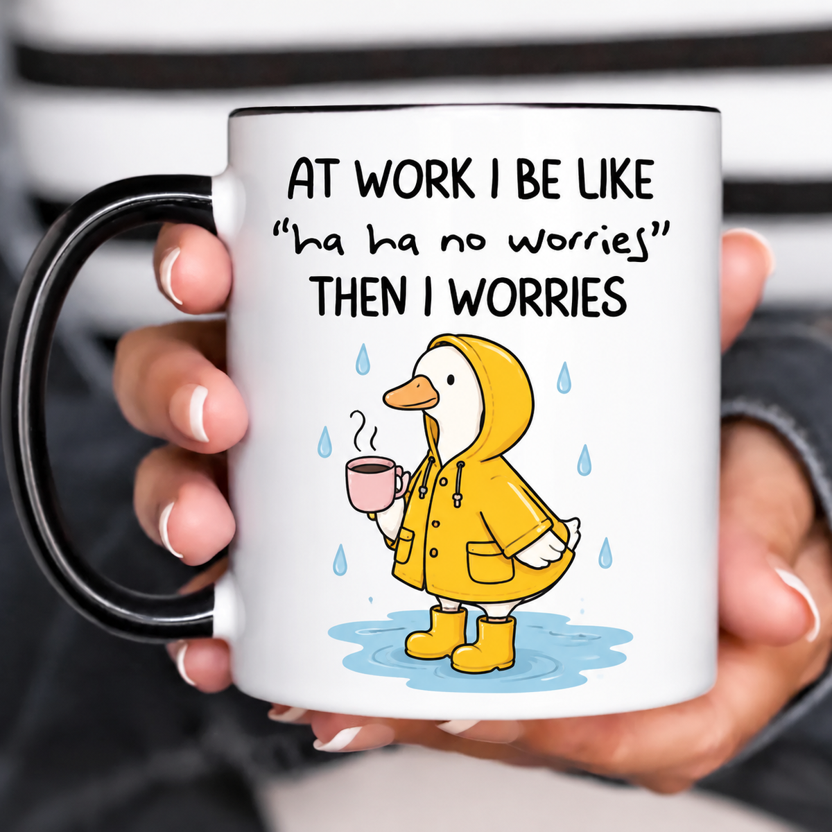 Raincoat Duck Funny Acent Mug Ln, Ceramic Quirky Drinkware For Rainy Days