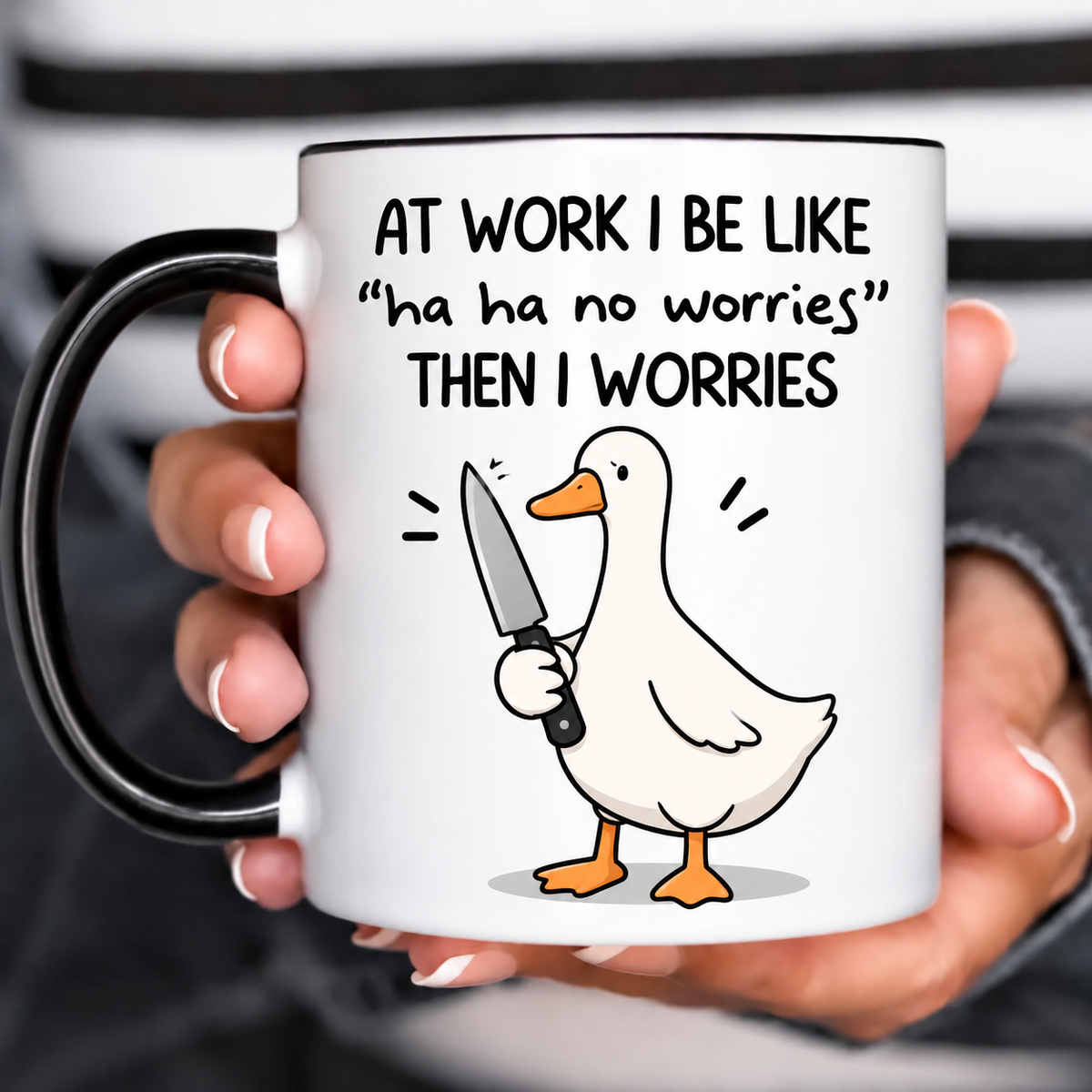 Knife Goose Funny Acent Mug Ln, Ceramic Chaotic Waterfowl Drinkware