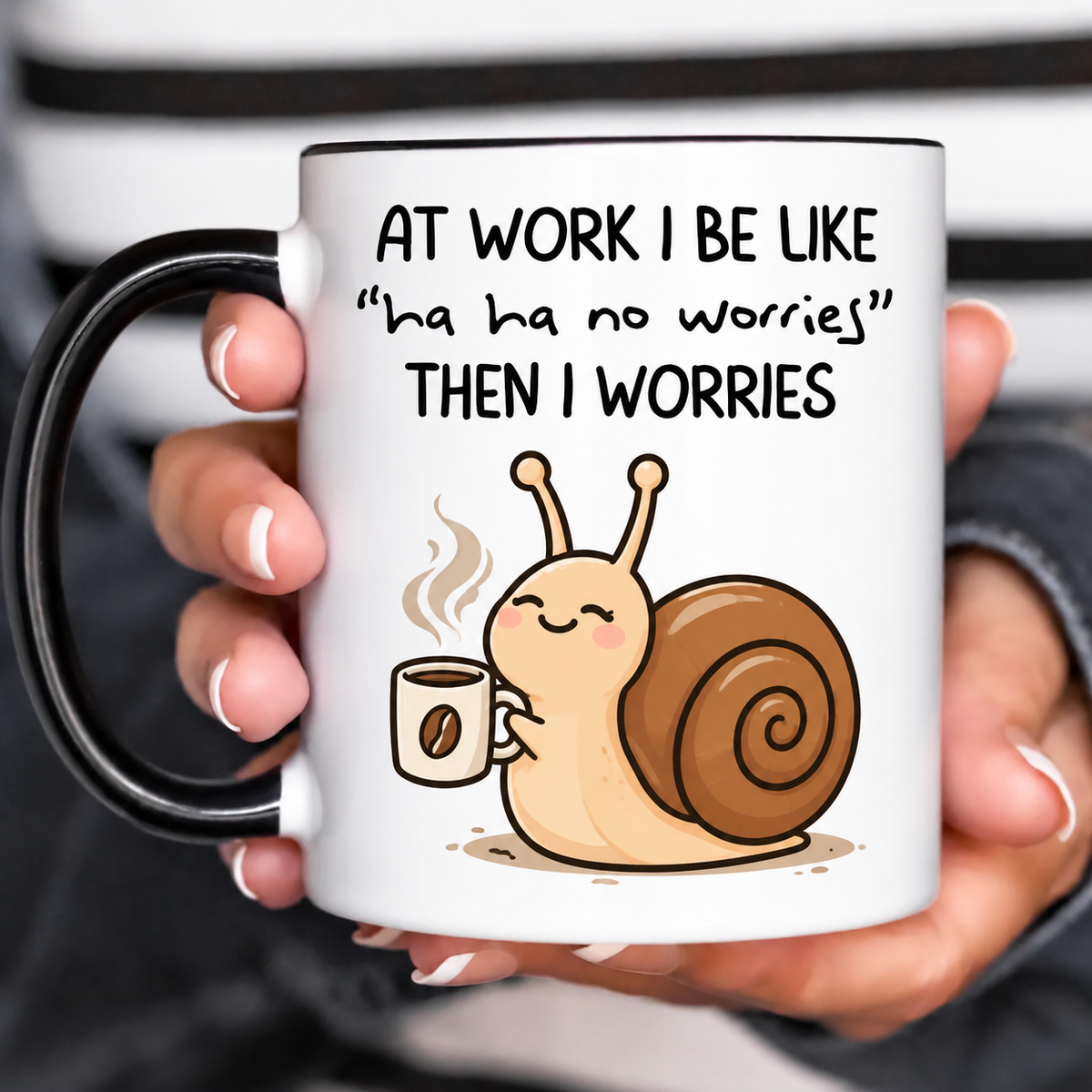 Coffee Carrying Snail Funny Acent Mug Ln, Ceramic Slow Living Desk Drinkware