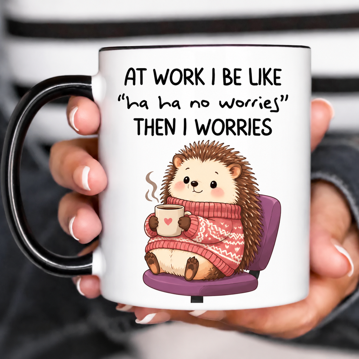 Sweater Hedgehog Funny Acent Mug Ln, Ceramic Cozy Animal Lover Drinkware