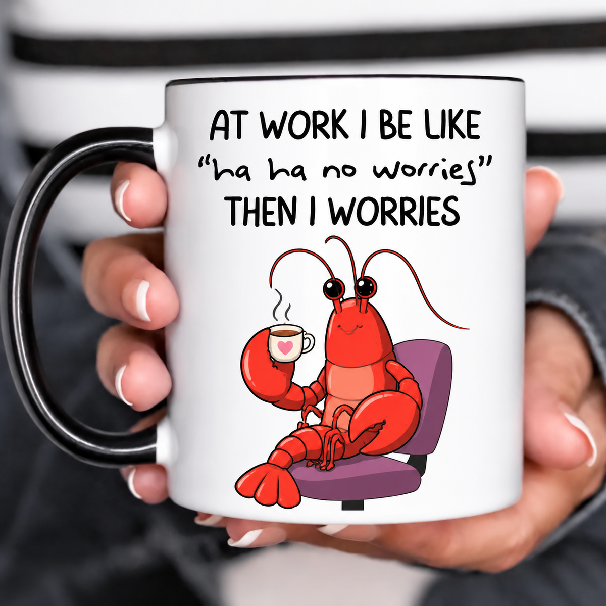 Tea Drinking Lobster Funny Acent Mug Ln, Ceramic Quirky Coastal Drinkware
