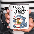 Noodle Eating Shark Funny Acent Mug Ln, Ceramic Ocean Animal Humor Drinkware