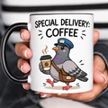 Coffee Courier Pigeon Funny Acent Mug Ln, Ceramic Quirky Office Drinkware