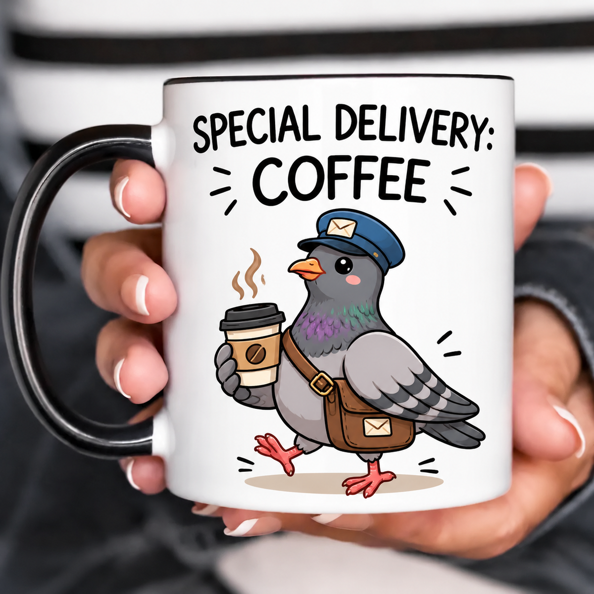 Coffee Courier Pigeon Funny Acent Mug Ln, Ceramic Quirky Office Drinkware