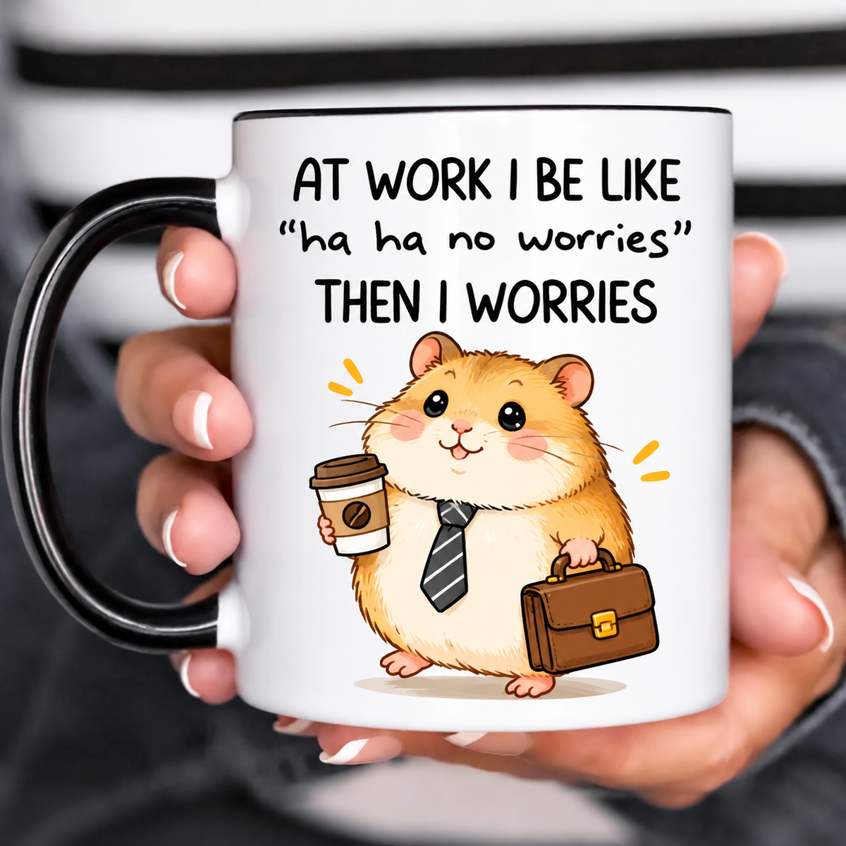 Briefcase Hamster Funny Acent Mug Ln, Ceramic Office Humor Drinkware For Work