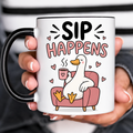 Funny Acent Mug Ln, Sip Happens Ceramic Coffee Drinkware Gift