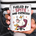 Funny Acent Mug Ln, Fueled by Spite and Espresso Ceramic Drinkware