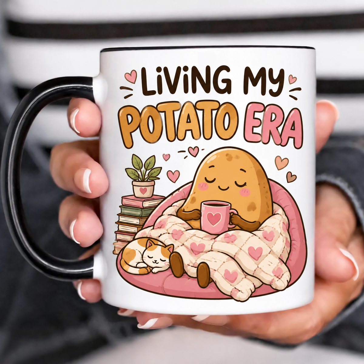 Funny Acent Mug Ln, Living My Potato Era Ceramic Drinkware Gift