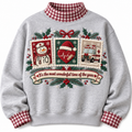 ER Nurse It's The Most Wonderful Time Of The Year HG AI Gingham Mock Neck Sweatshirt, Embroidered Christmas Stam