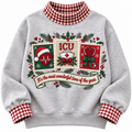 ICU Nurse It's The Most Wonderful Time Of The Year HG AI Gingham Mock Neck Sweatshirt, Embroidered Christmas Stam