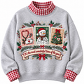 Doctor It's The Most Wonderful Time Of The Year HG AI Gingham Mock Neck Sweatshirt, Embroidered Christmas Stam
