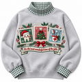 Dentist It's The Most Wonderful Time Of The Year HG AI Gingham Mock Neck Sweatshirt, Embroidered Christmas Stam