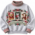 Veterinarian It's The Most Wonderful Time Of The Year HG AI Gingham Mock Neck Sweatshirt, Embroidered Christmas Stam