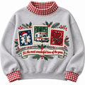 EMT It's The Most Wonderful Time Of The Year HG AI Gingham Mock Neck Sweatshirt, Embroidered Christmas Stam