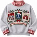 Paramedic It's The Most Wonderful Time Of The Year HG AI Gingham Mock Neck Sweatshirt, Embroidered Christmas Stam