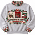 Mechanic It's The Most Wonderful Time Of The Year HG AI Gingham Mock Neck Sweatshirt, Embroidered Christmas Stam