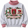 Chef It's The Most Wonderful Time Of The Year HG AI Gingham Mock Neck Sweatshirt, Embroidered Christmas Stam